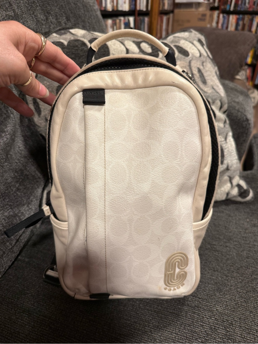 Coach Ivory Mini Backpack with Beige Trim